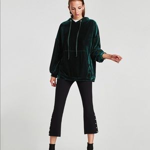 Zara green velvet hoodie